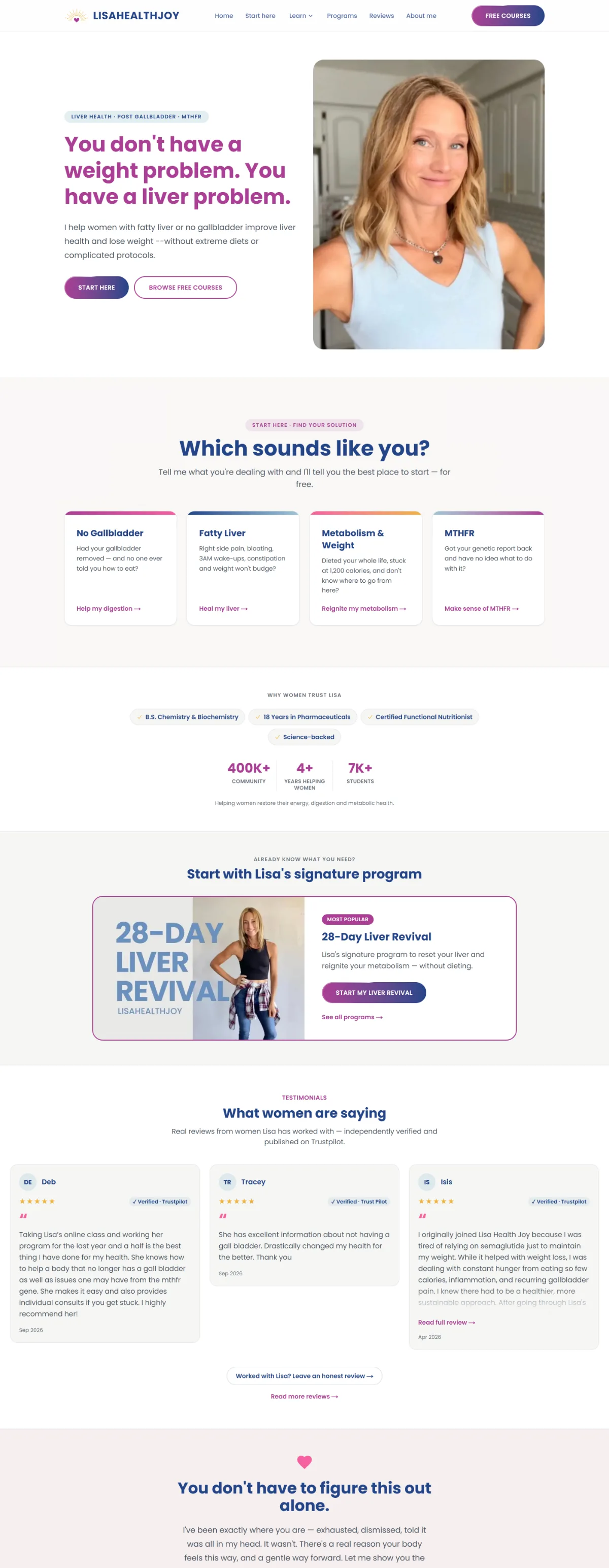Lisa Health Joy's website